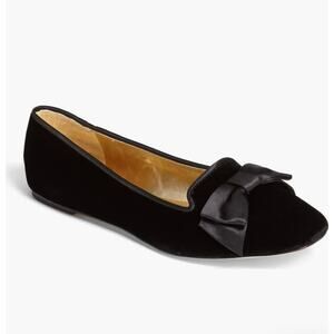 Kate Spade New York Audrina Smoking Flat Velvet Bow Black Size 9.5